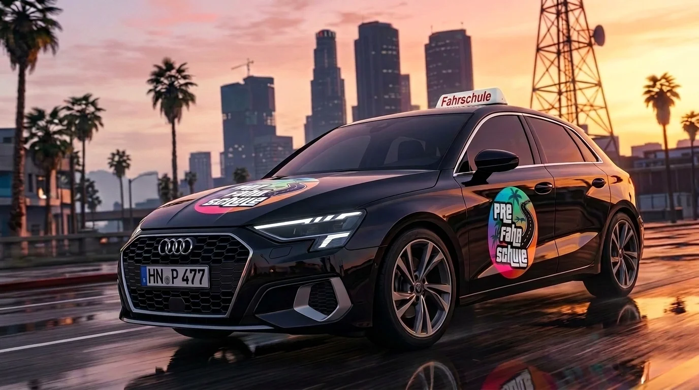 Audi A3 im PRE-Sunset-Design für die B78 Ausbildung bei PRE Fahrschule Heilbronn